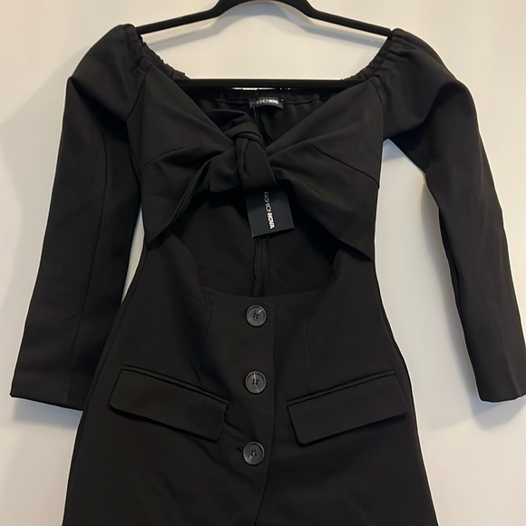 Fashionova Tie-Front Tuxedo Mini Dress - Picture 2 of 6